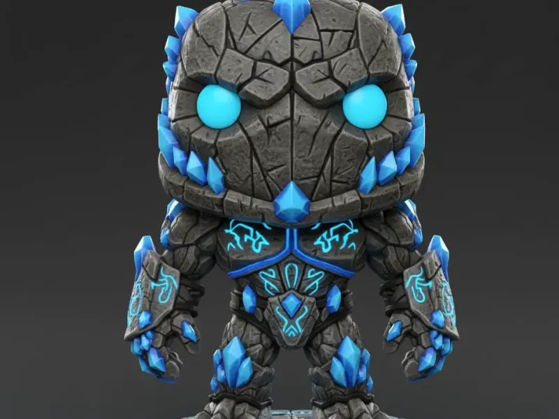 Crystal Stone Golem Chibi Fantasy Elemental Guardian