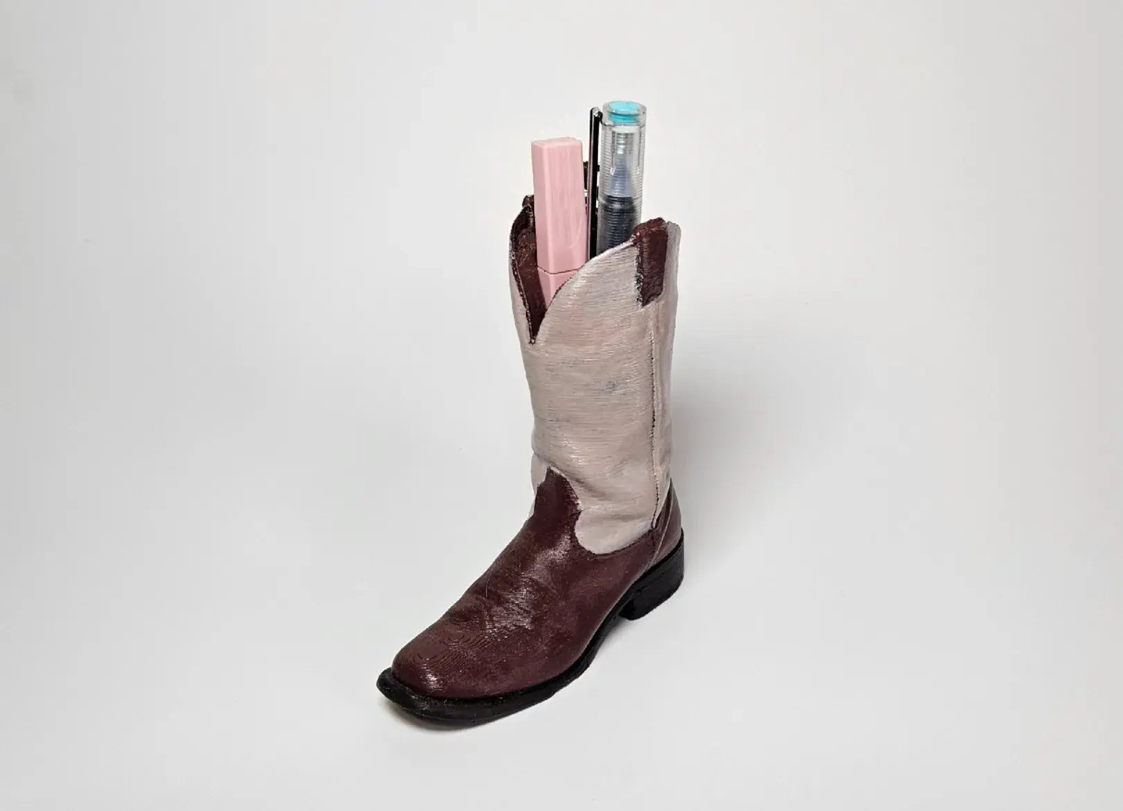 Cowboy boot pencil holder