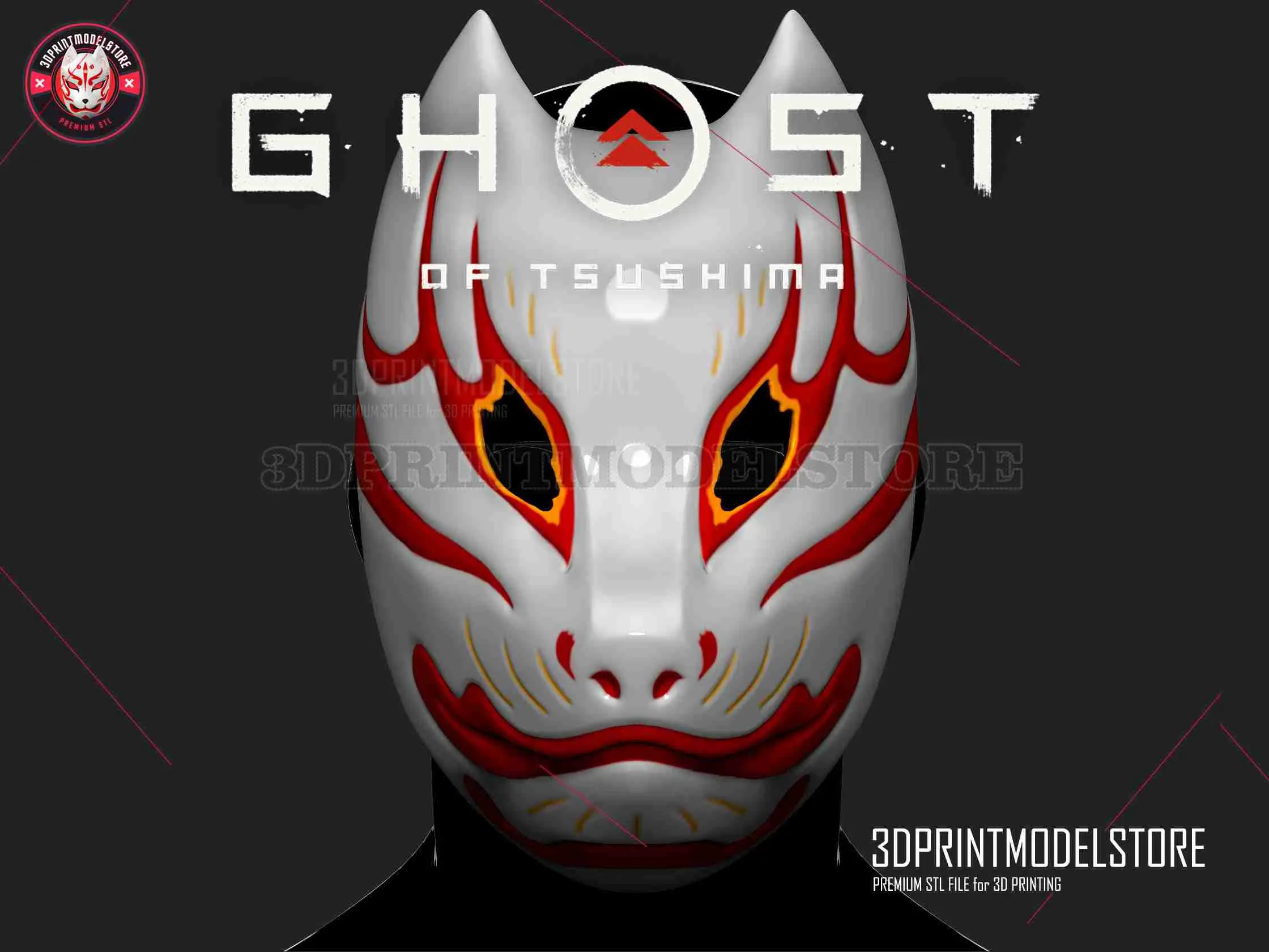 Máscara Ghost of Tsushima - Máscara japonesa Oni Samurai Tomoe