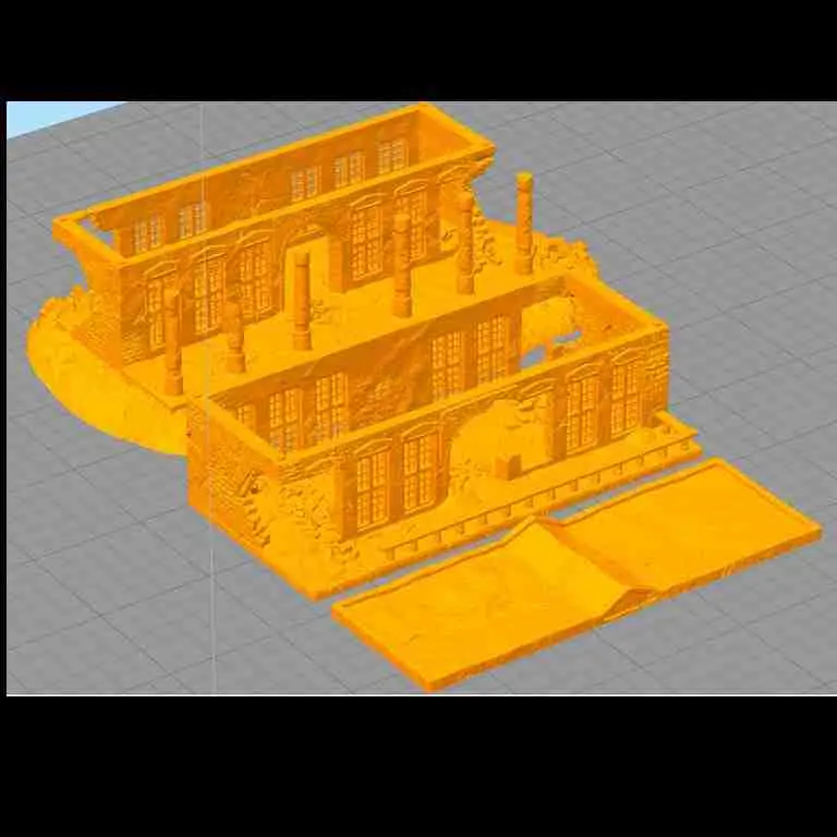 Ruined house with balcony 19 - miniatures scenery modern gam