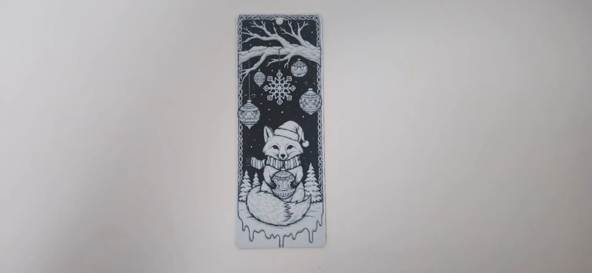 Cute Fox Santa Hat Winter Bookmark