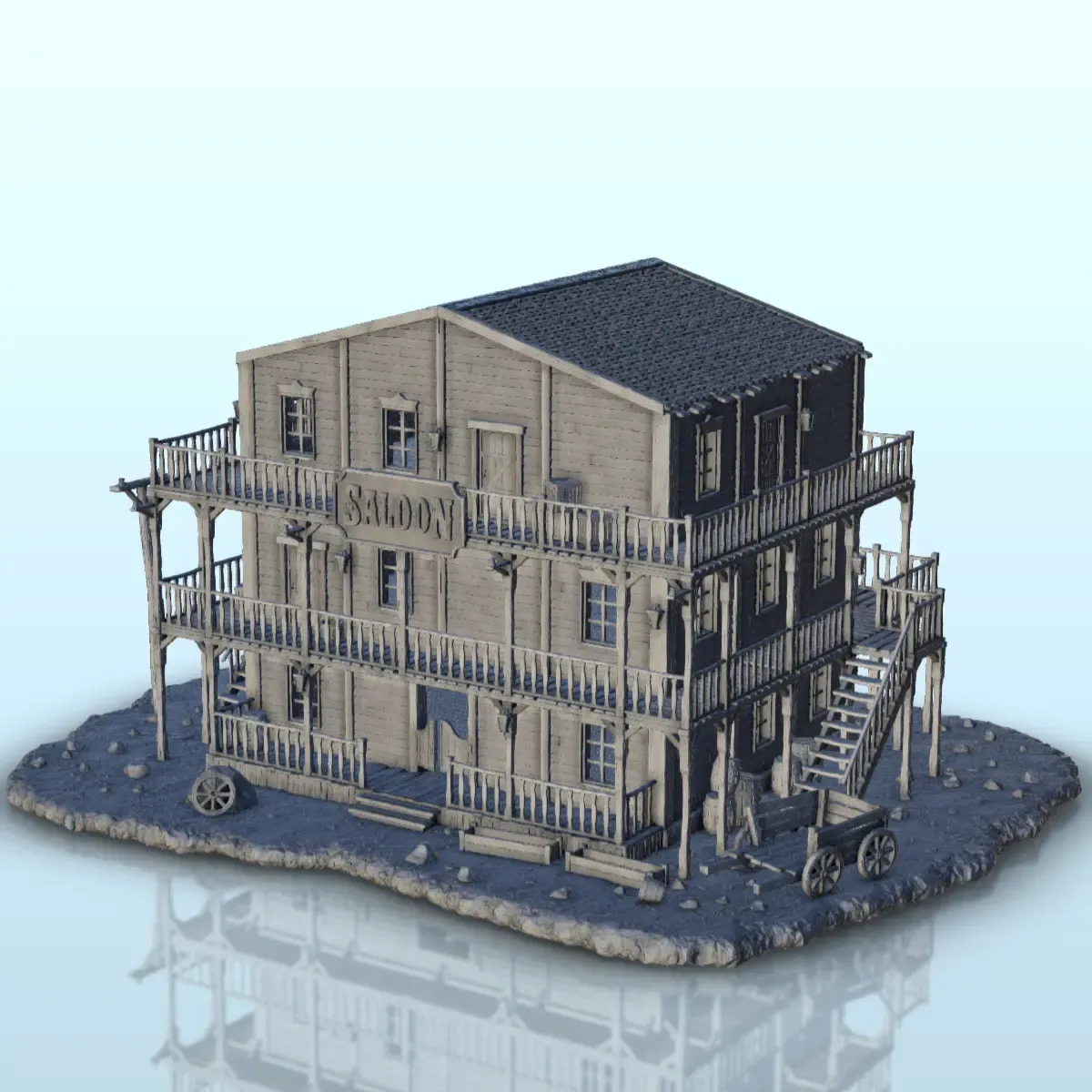 Large two-story saloon - Terrain scenery West Old