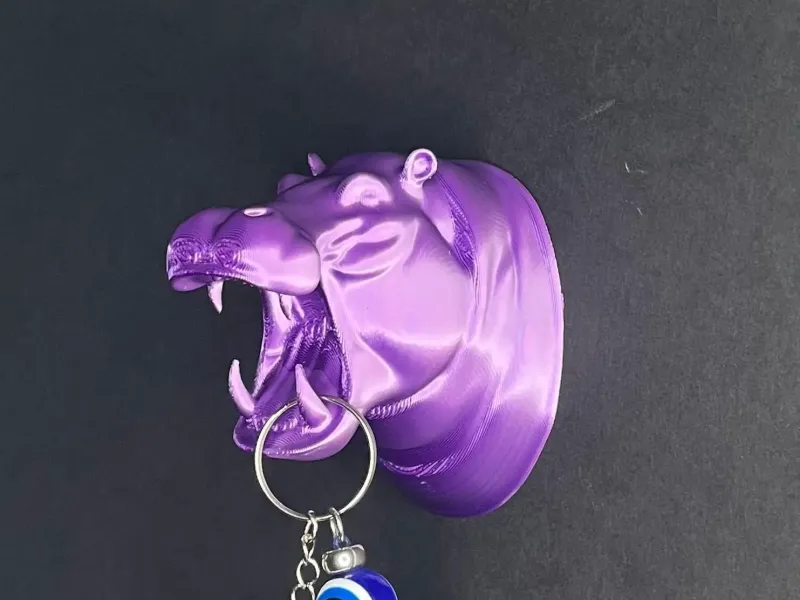 Suporte de chave de parede com decoração de hipopótamo organizador exibição de parede de animal de zoológico