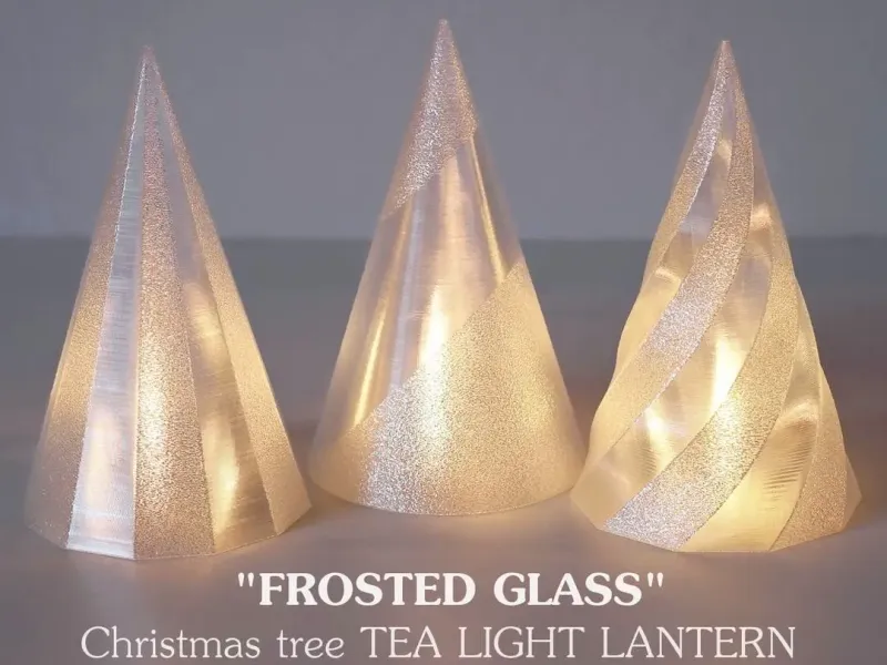"Milchglas" Weihnachtsbaum-Teelicht-Laternen-Set