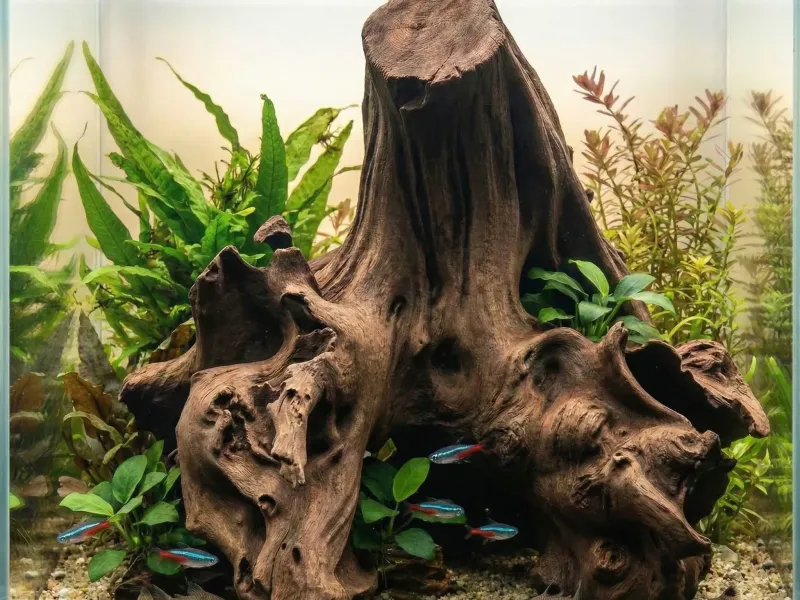 REALISTIC AQUARIUM STUMP CENTERPIECE