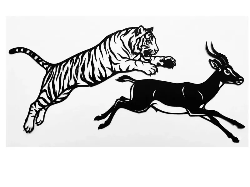 Wallart White tiger hunting antelope single color easy print
