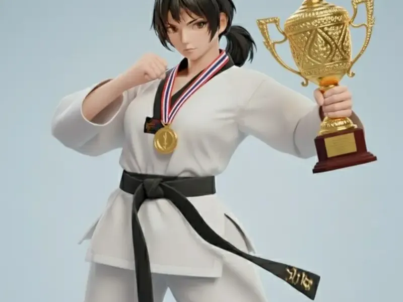 tkd woman with her trophy