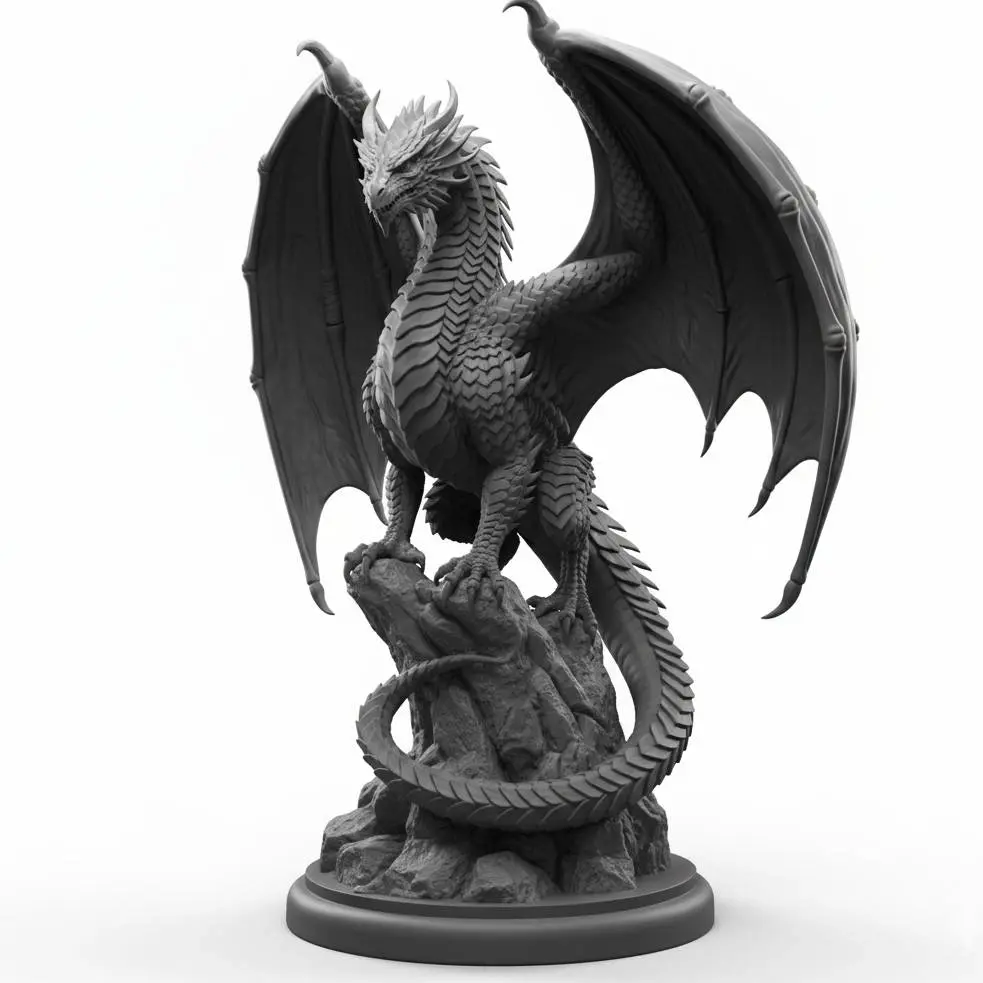 Skybound Sentinel Dragon – Epic Rock Perch Fantasy Statue