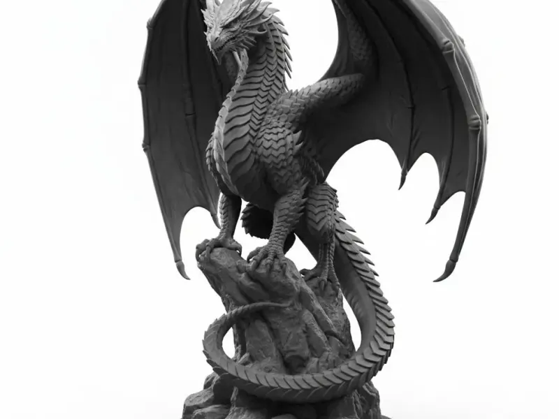 Skybound Sentinel Dragon – Epic Rock Perch Fantasy Statue