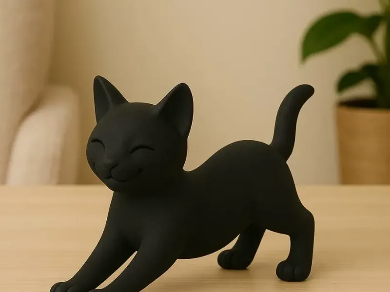 Modern Black Cat Figurine Art