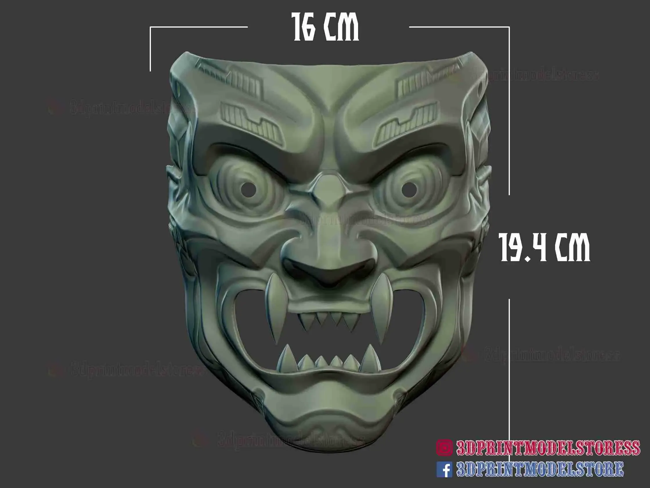 Cyborg Oni Samurai Mask - Japanese Kitsune Demon