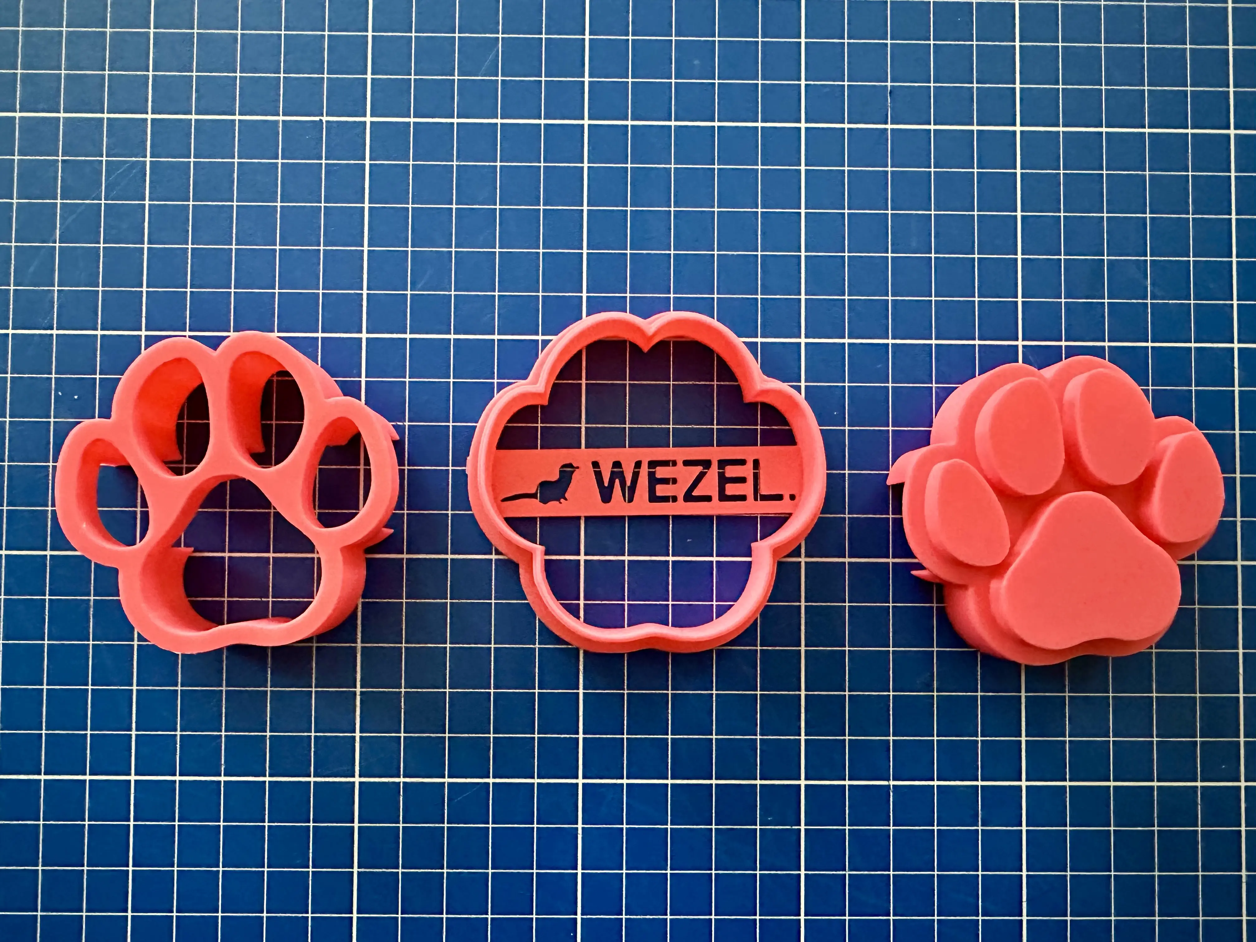 Cookie cutter dog paw with stamp and embosser