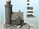 Medieval lighthouse on island with wooden pontoon (10) - sce-1