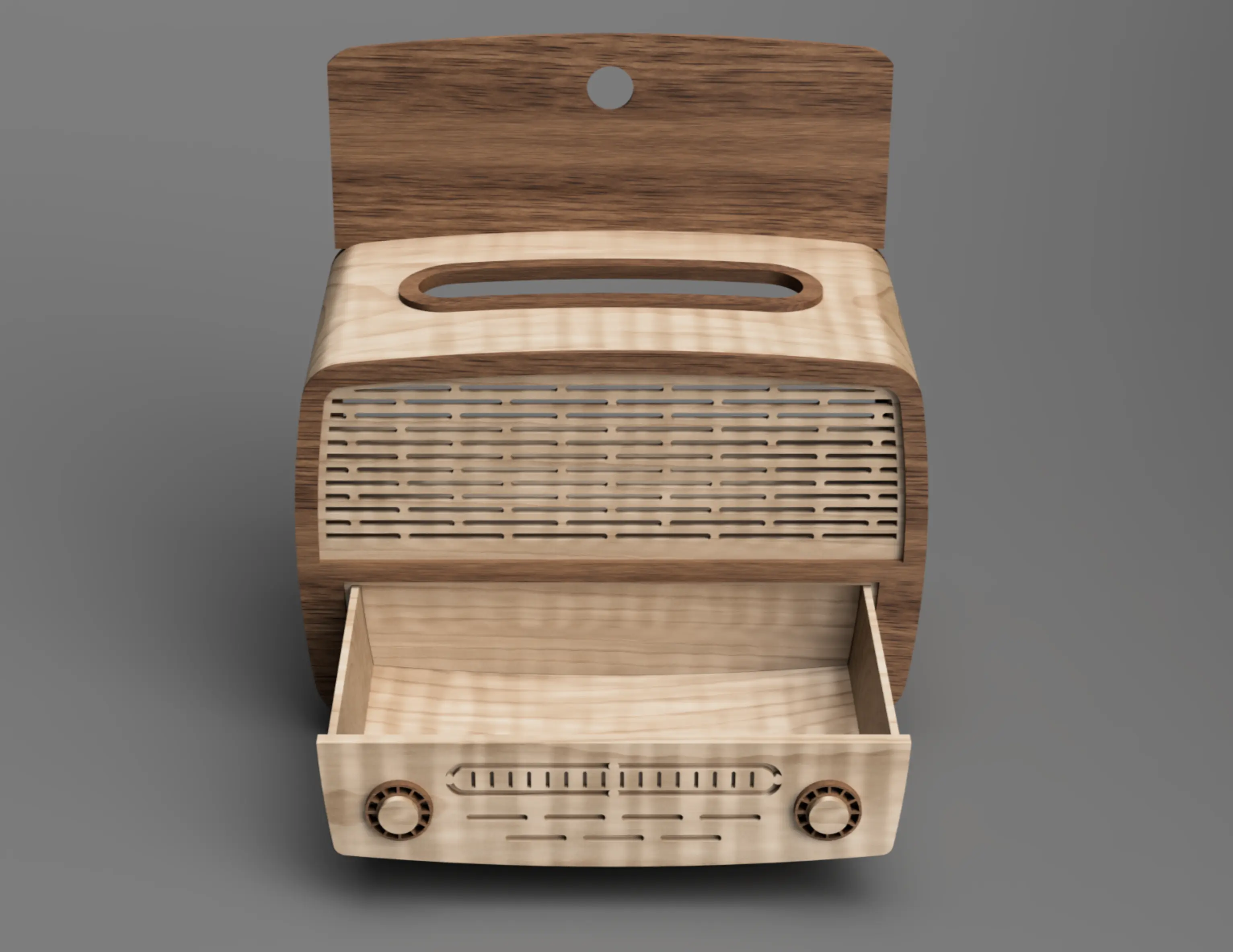 Vintage Radio Tissue Dispenser with Storage Compartment