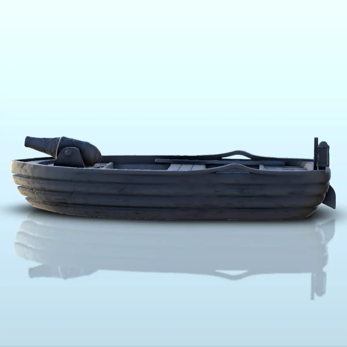 Paddelboot mit Pulverkanone (1) - Kulisse mittelalterliches Miniat