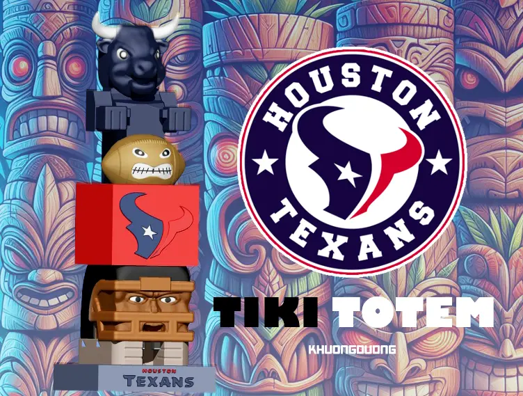 TIKI TOTEM - HOUSTON TEXANS HEYKELI - 3D BASKI - CNC - NFL