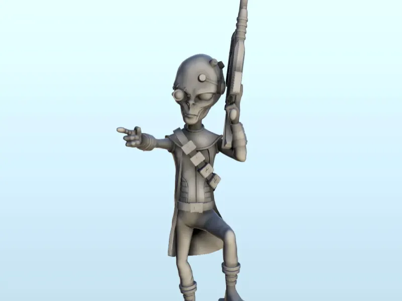 Alien sniper with weapon and bionic eye (32) (+ pre-supporte