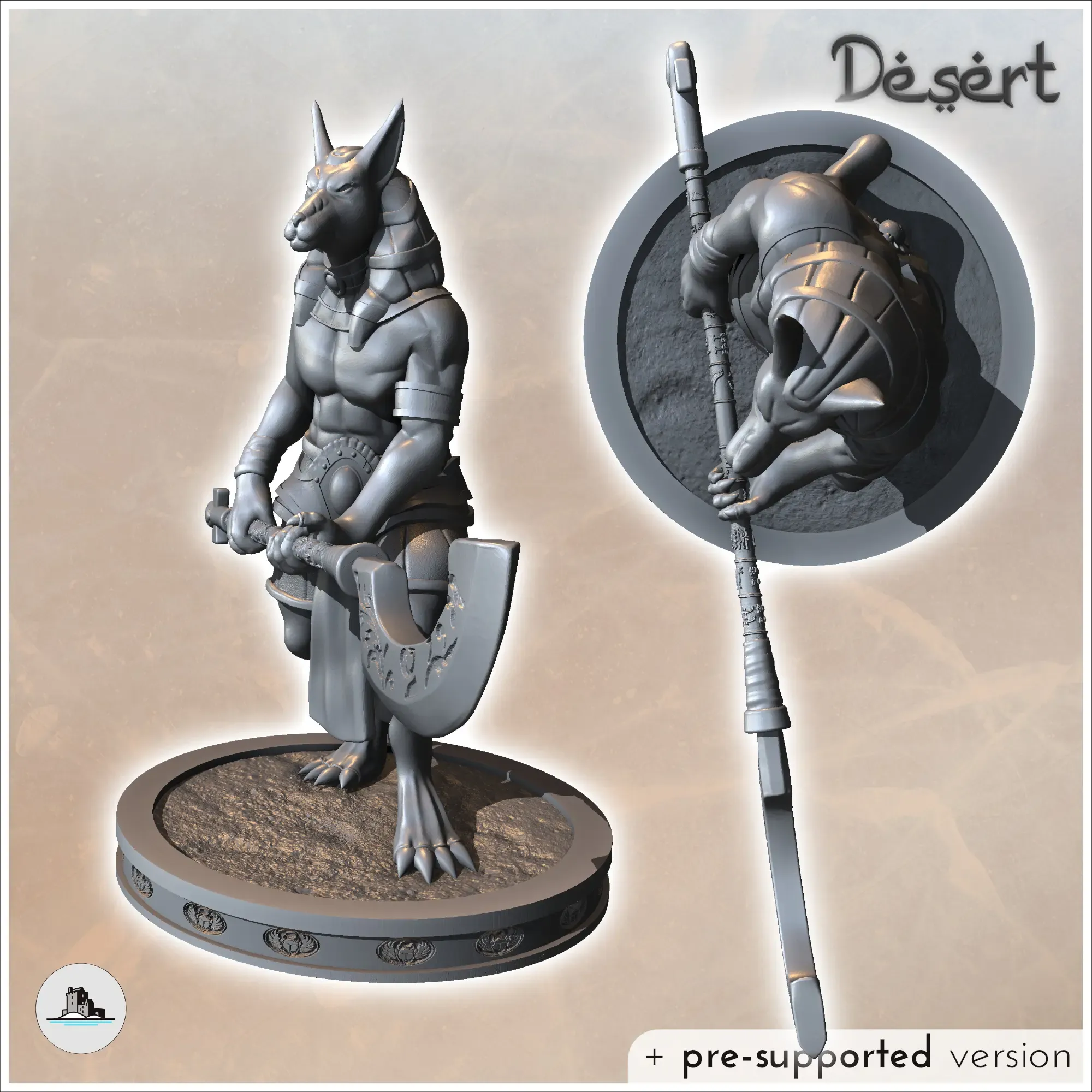 Egyptian Anubis Statue with Large Two-Handed Weapon (1) - mi