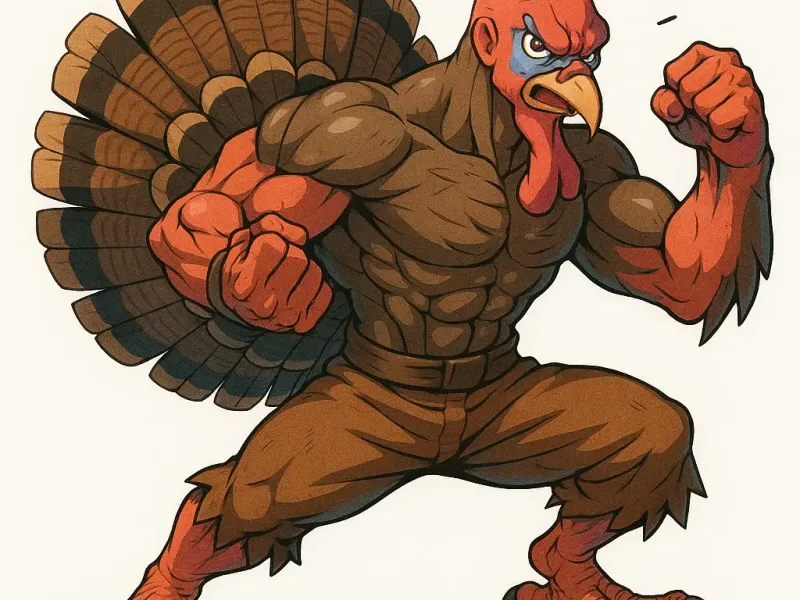 battle turkey fighting for all caged turkeys ai generated