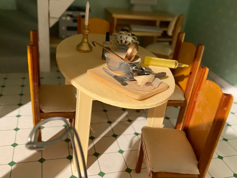Puppenhaus 1/12 Maßstab ovaler Tisch