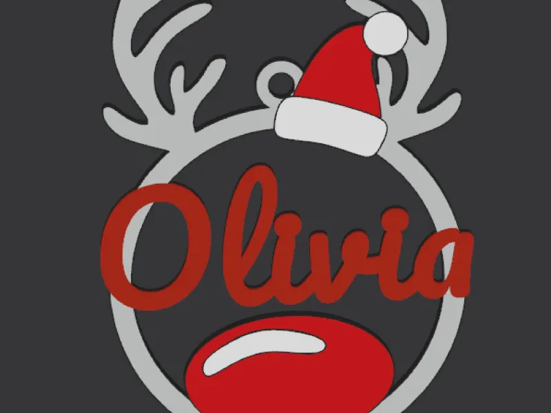 Rudolph Christmas Ornament, Name Olivia