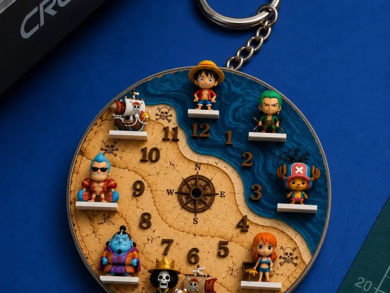 Llavero One Piece Wall Clock Keychain