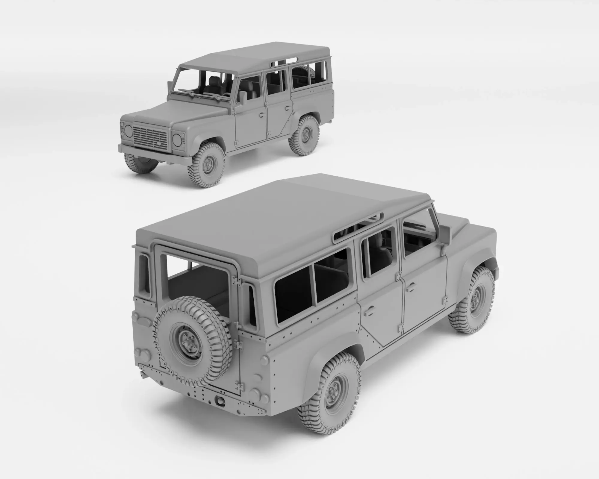 Land Rover Defender 110 - H0 scale car model kit STL & 3MF File