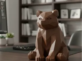 Low poly bear sculpture