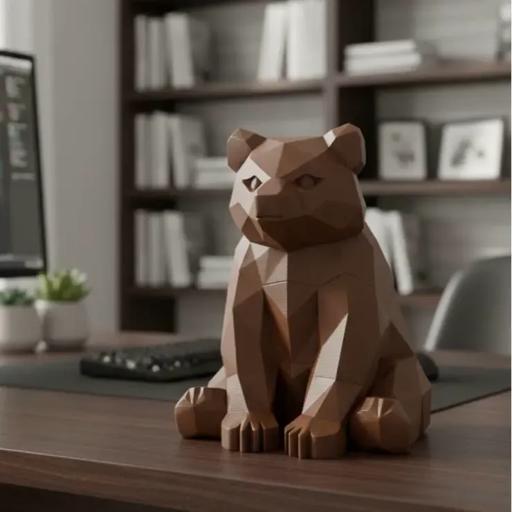 Low poly bear sculpture
