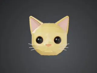Low poly cat head