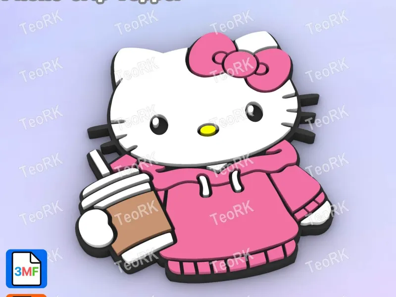 Badge Reel Topper Flat Back HELLO KITTY - KITTEN WITH URBAN