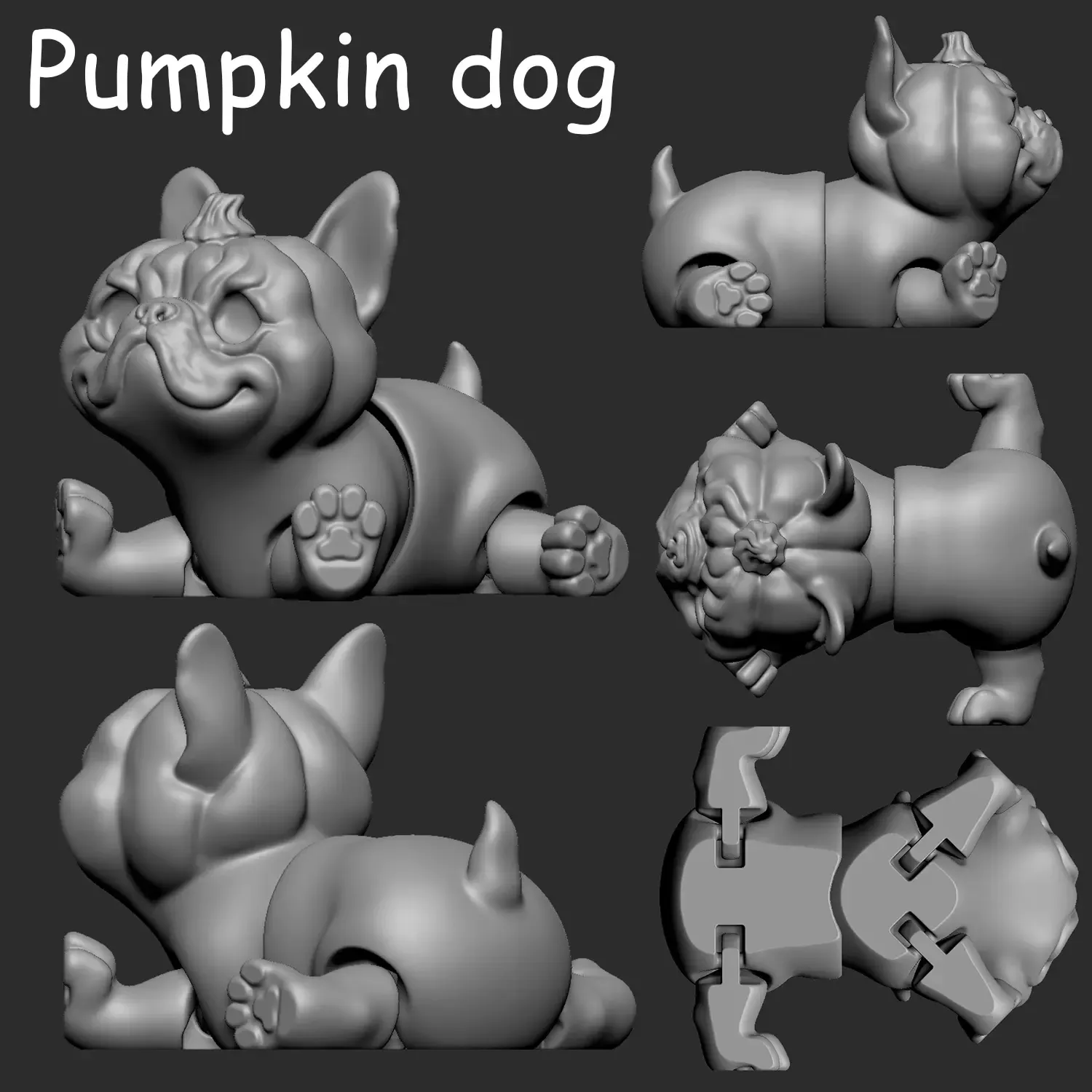 Pumpkin headed dog - print in place fantastic toy