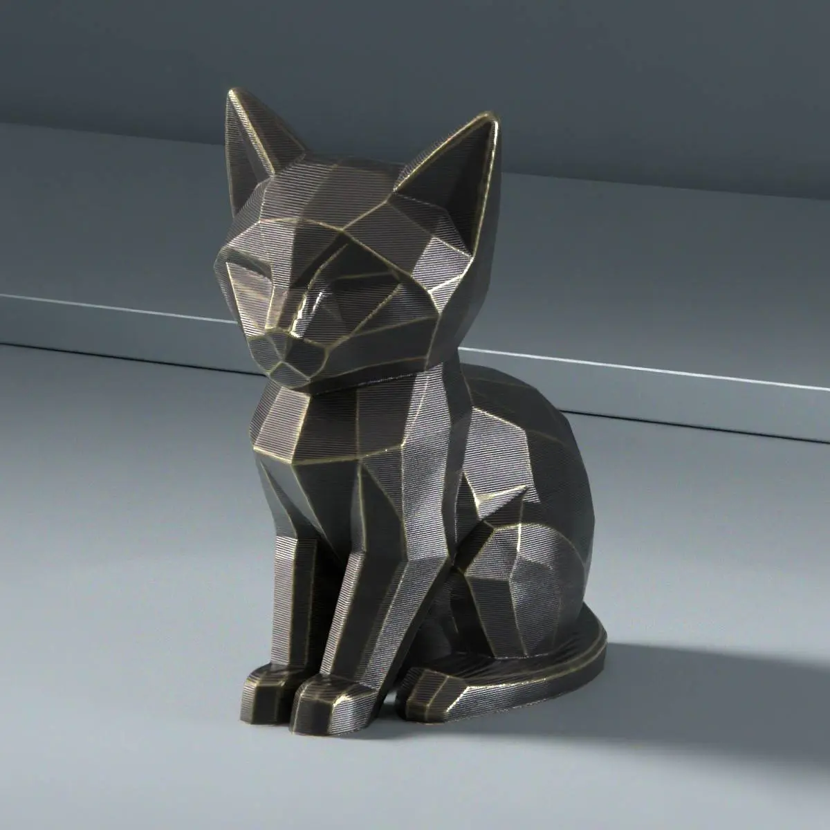 Kitten Figurine – Geometric Kitten Sculpture