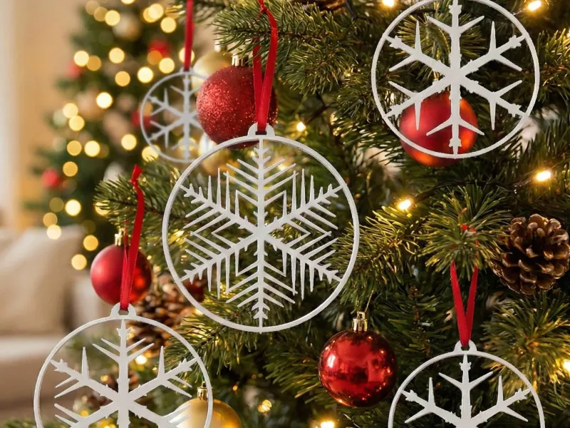 8 Festive Snowflake Baubles - Christmas Décor - Parametric