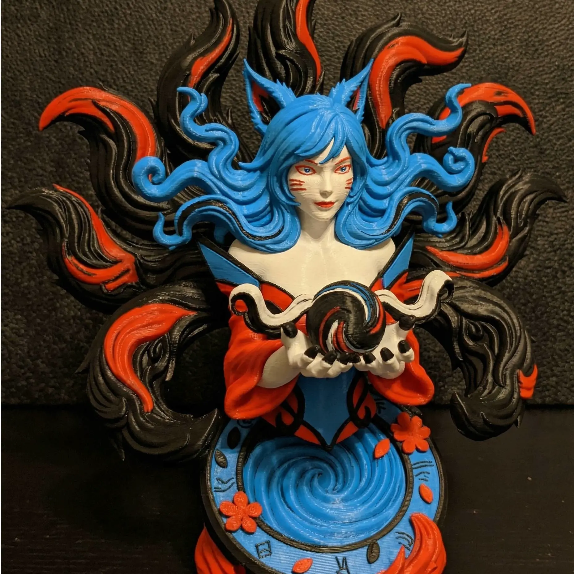 Kitsune Anime Bust | Nine-Tailed Fox Spirit | Multi-Color