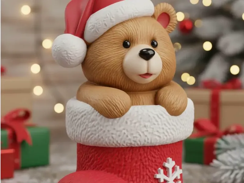 Christmas bear in boot