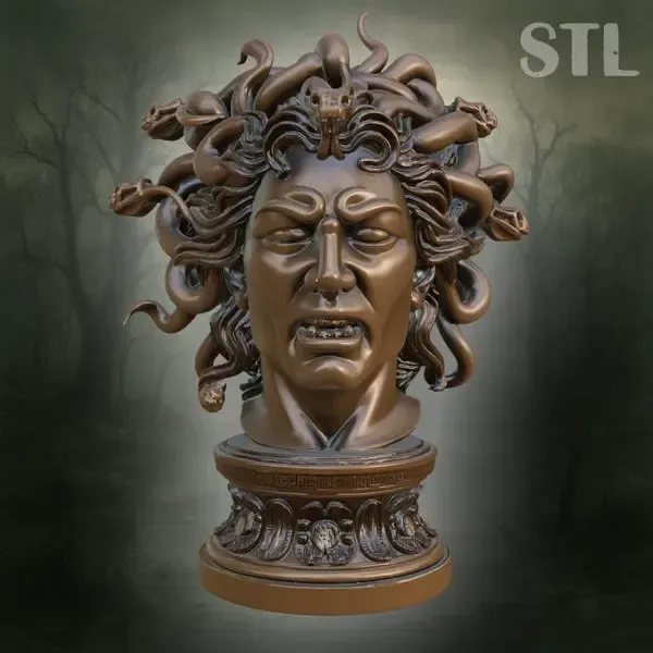 Medusa Gorgon Bust Statue STL – Mythological Sculpture for 3