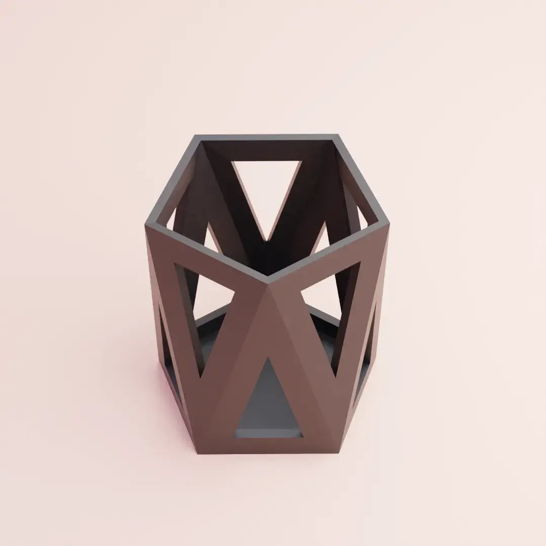 Icosahedron Pencil Holder Geometric Desk Organizer