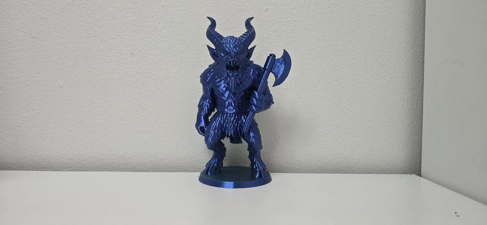 Furry Krampus with Axe Christmas Figurine