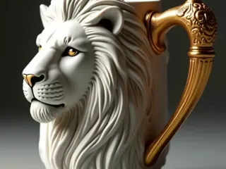 Caneca leão branco - Mug lion whith