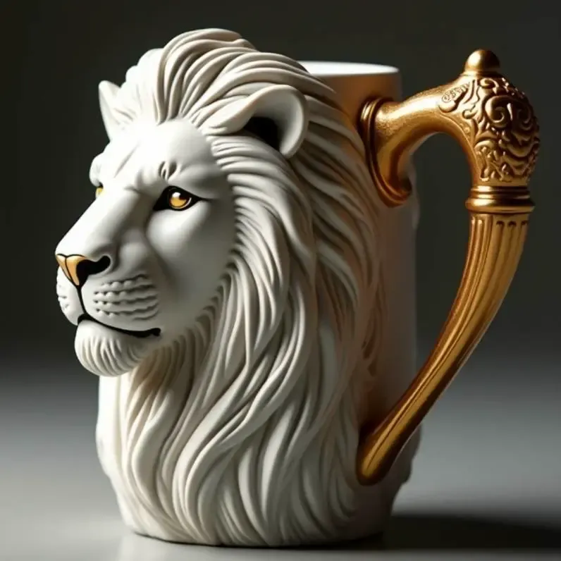 Caneca leão branco - Mug lion whith