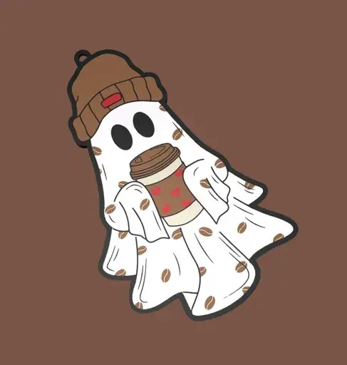 keychain Ghost Coffee Lover