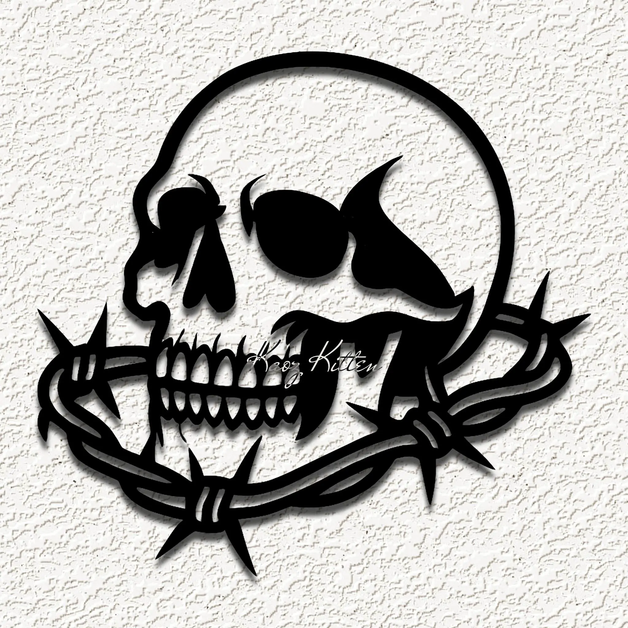 skull barbed wire wall art home decor