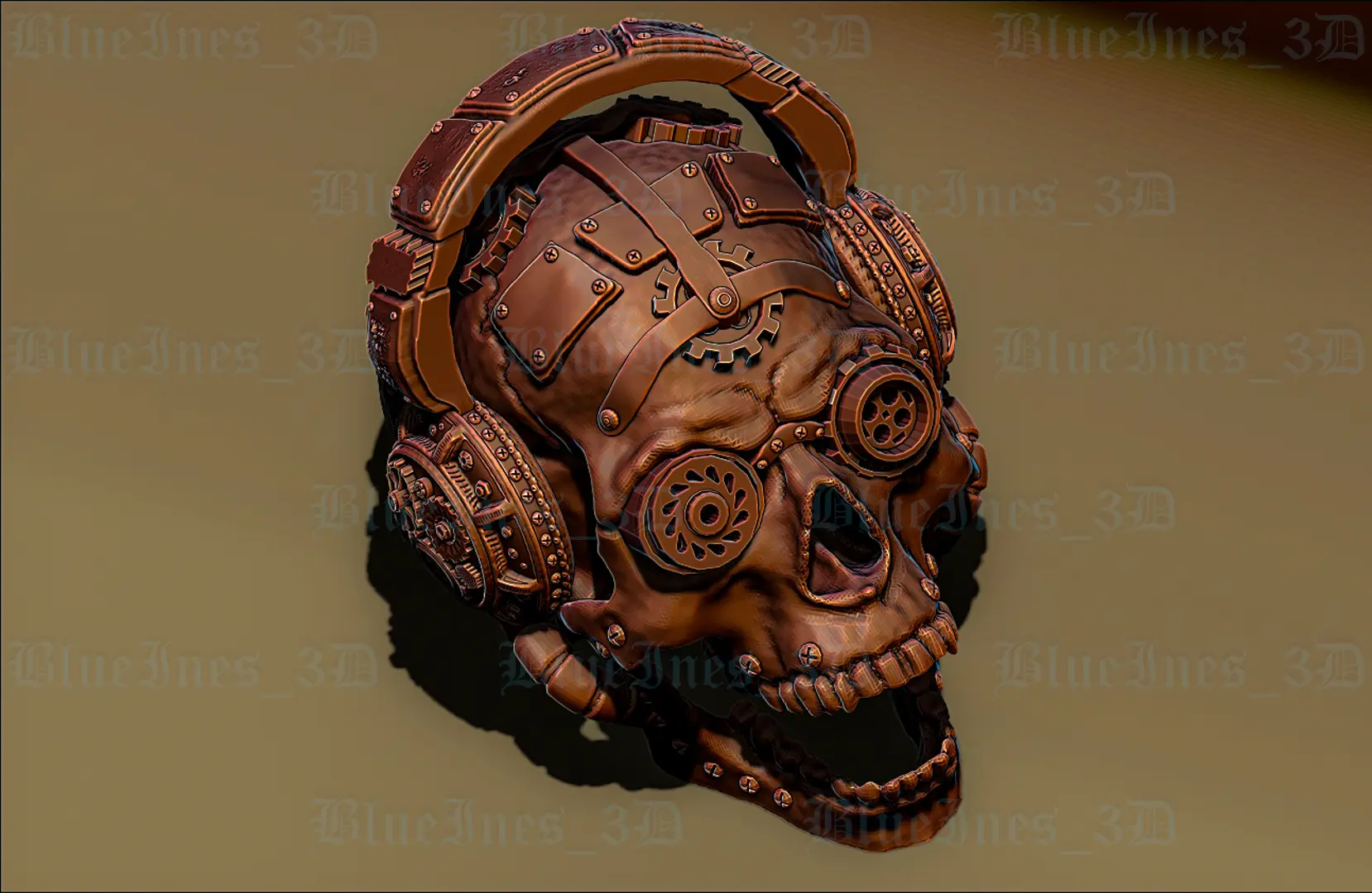 STEAMPUNK SKULL WITH HEADPHONES