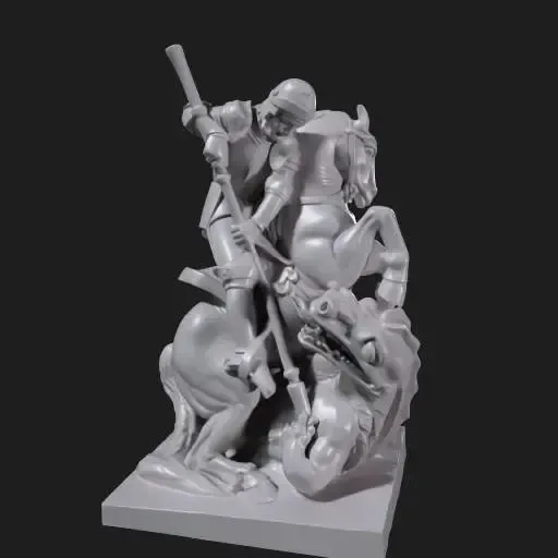 Monument of Saint George on horseback fighting a dragon