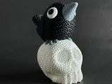 Knitted Raven On Skull-1