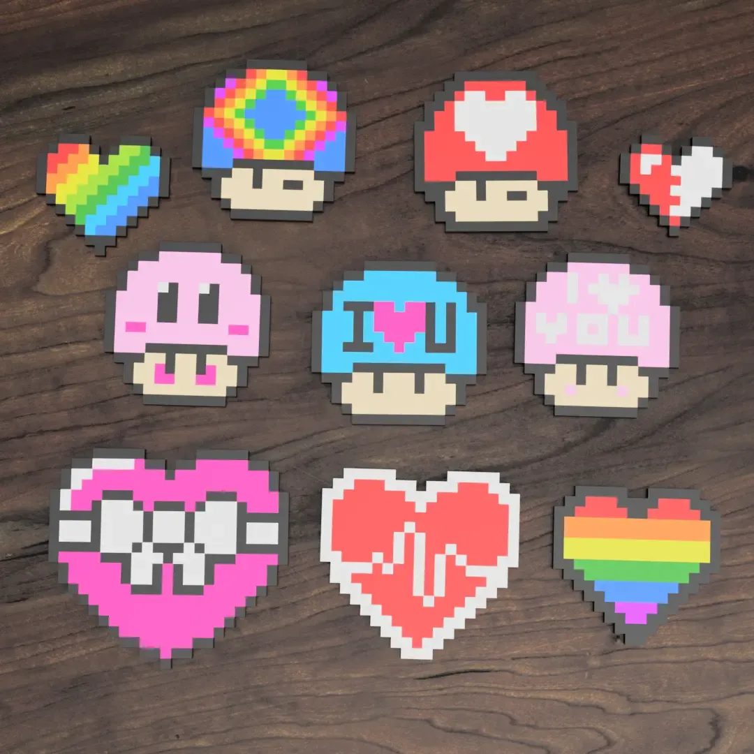 Multicolor Pixelated / 8Bit Valentine Gift Set