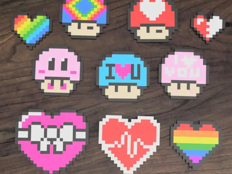 Set regalo di San Valentino Pixelato Multicolore / 8Bit