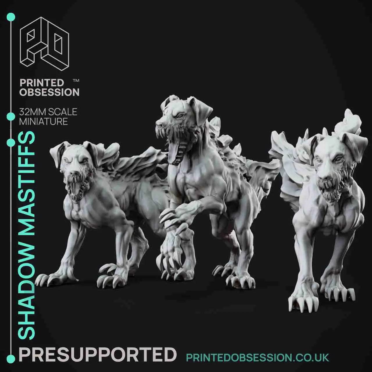 Shadow Mastiffs- Faywild Vs Shadowfell-Presupported- 32mm sc