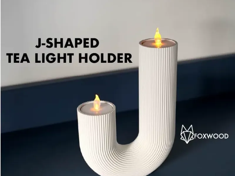 Porta tea light a forma di J